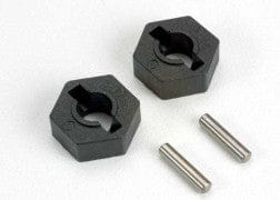 TRA4954 Wheel hubs, hex (2)/ axle pins (2.5x12mm) (2)