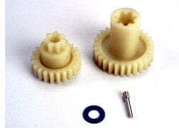 TRA4995 Primary gears: forward (28-T)/ reverse (22-T)/ set screw yoke pin,M3/12 (1)/ 5x10x0.5mm PTFE-coated washer (1)