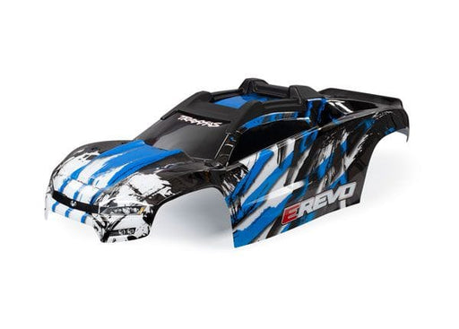 TRA8611X Traxxas Body, E-Revo, Blue/ window, grill, lights decal sheet