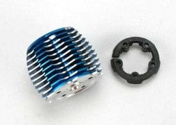 TRA5237 Cooling head, PowerTune (machined aluminum, blue-anodized) (TRX 2.5 and 2.5R)/ head protector (plastic)