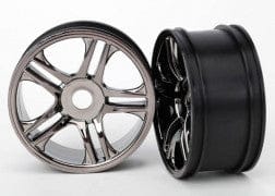 TRA6476 Wheels, split-spoke (black chrome) (rear) (2)