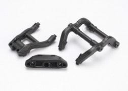 TRA6777 Wheelie bar mounts/ rear skidplate (black)