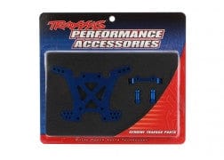 TRA6838X Shock tower, rear, 7075-T6 aluminum (blue-anodized)