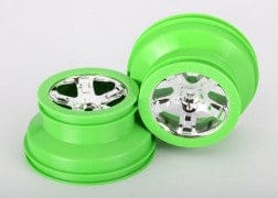 TRA6875 Wheels, SCT, chrome, green beadlock style, dual profile