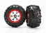 TRA7272 Tires and wheels, assembled, glued (Geode chrome, red beadlock style wheels, Canyon AT tires, foam inserts) (1 left, 1 right)