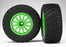 TRA7473X Tires & wheels, assembled, glued (Green wheels, BFGoodrich?Rally, gravel pattern tires, foam inserts) (2) (TSM rated)