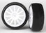 TRA7572 Tires & wheels, assembled, glued (12-spoke white wheels, slick tires) (2)