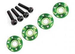 TRA7668G Wheel nut washer, machined aluminum, green/3x12mm CS (4)