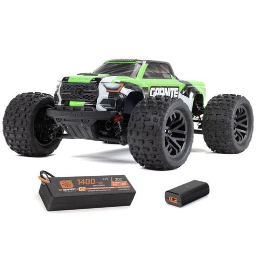 ARA2102T3 1/18 GRANITE GROM MEGA 380 Brushed 4X4 Monster Truck RTR with Battery & Charger, Green (FOR A EXTRA BATTERY PLEASE ORDER SPMX142S30H2)