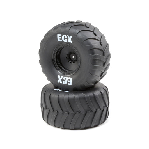 ECX43016 Rt/Lft Tire, Prmnt, Black Whl (2): 1:10 2WD Crush