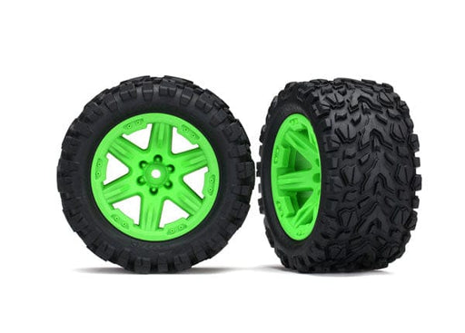 TRA6773G Traxxas Tires & wheels, assembled, glued (2.8') (Rustler 4X4 gre