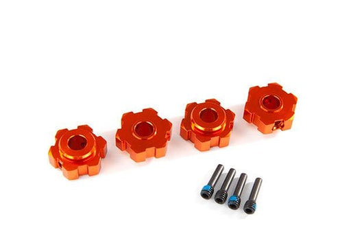 TRA8956T Traxxas Wheel hubs, hex, aluminum (orange-anodized) (4)/ 4x13mm screw pins (4)