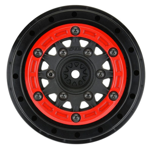 PRO281104 1/10 Raid Bead-Loc Fr/Rr 2.2"/3.0" 12 & 14mm SC Wheels (2) Red/Black