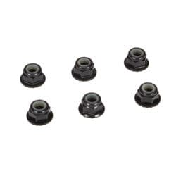 TLR336000 4mm Aluminum Serrated Lock Nuts, Black (6)