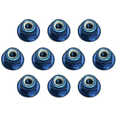 ASC25392 Team Associated Factory Team 3mm Aluminum Flanged Locknut (Blue) (10)