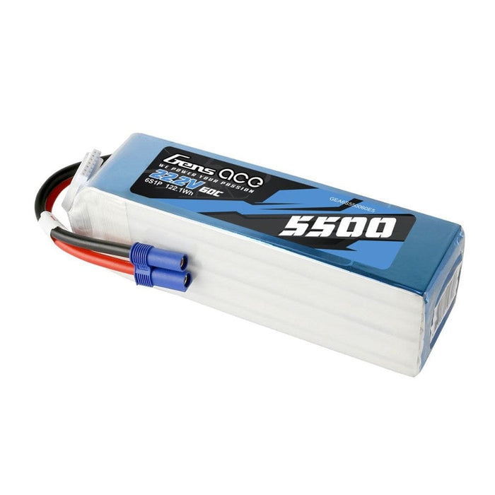 GEA6S550060E5 Gens Ace 5500mAh 6S1P 22.2V 60C LiPo EC5 Plug Soft Case**** NEW PART NUMBER GEA556S60E5GT****