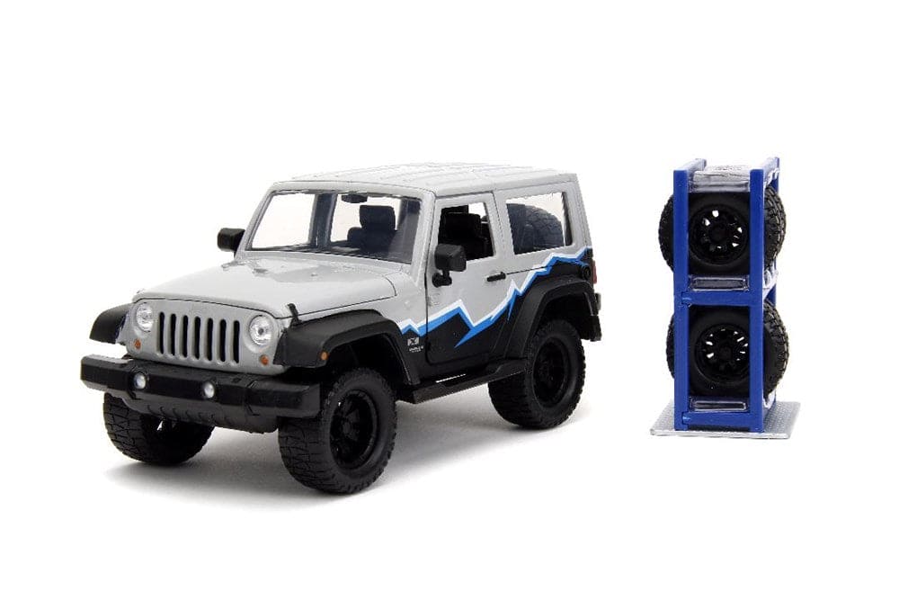 JAD34194 Jada 1/24 "Just Trucks" with Rack 2007 Jeep Wrangler - Glossy Grey Primer