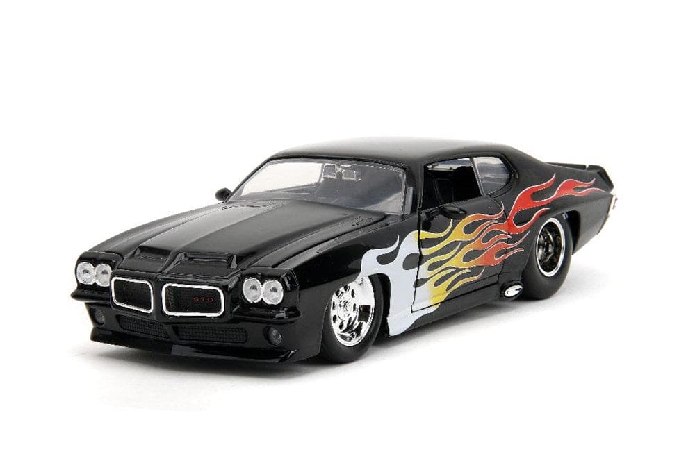 JAD35022 Jada 1/24 "BIGTIME Muscle" 1971 Pontiac GTO Judge - Glossy Black, Flames