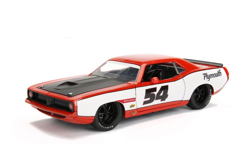 JAD99086 Jada 1/24 "BIGTIME Muscle" 1973 Plymouth Barracuda - Glossy Red/White