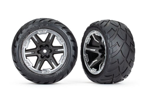 TRA6775X Traxxas Tires & wheels 2.8" RXT Blk/Chrm /Anaconda Tires 2WD Frt