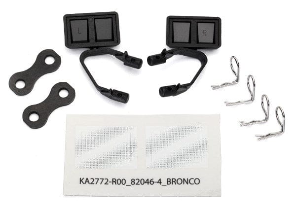 TRA8073 Traxxas Mirrors, side, black (left & right)/ retainers (2)/ body