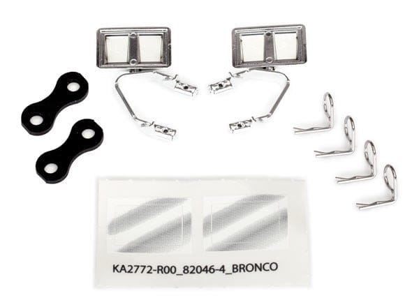 TRA8073X Traxxas Mirrors, side, chrome (left & right)/ retainers (2)/ bod