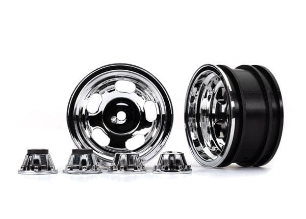 TRA8158X Traxxas Wheels, 2.2", Chrome (2)/ Center Caps (2)