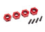 TRA8269R Traxxas Wheel hubs, 12mm hex, 6061-T6 aluminum (red-anodized) (4