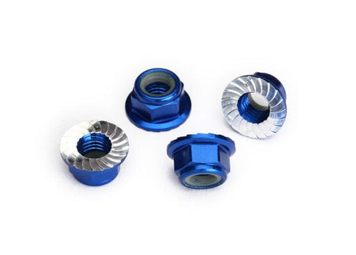 TRA8447X Nylon Locking Aluminum Flange Nuts 5mm Blue Anodized (4)