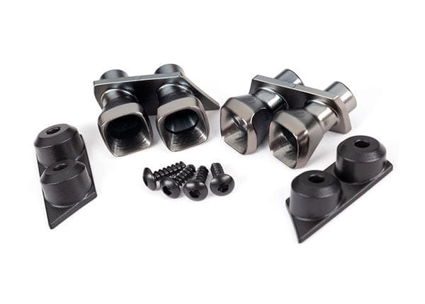 TRA9318 Traxxas Exhaust tips (2)/ exhaust tip mounts (2)/ 2.6X8 BCS (4)