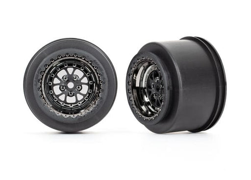 TRA9473X Traxxas Wheels, Weld black chrome (rear) (2)