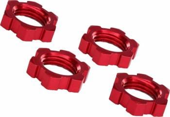 TRA7758R  Wheel Nuts Splined 17mm Serrated Red-Anodx X-Maxx